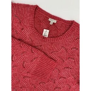 Talbots Sweater Womens XL Red Speckled Open Knit Wool Blend Cozy NEW